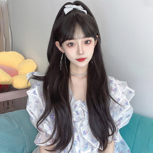 【黑茶色人间富贵花】假发女长发微卷自然蓬n松空气刘海仿真全头