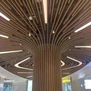 造型铝树拉弯铝方管弧形铝板装饰柱子天花吊顶木纹烤漆厂家定制
