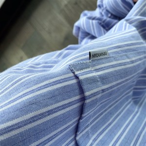 短句先生蓝色竖条纹衬衫男长袖新款韩版潮流薄款宽松休闲外套衬衣