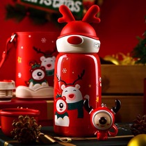 Cup bear Christmas childrens thermos cup with straw dual-purpose water cup for girls Male kindergarten baby pupils kettle