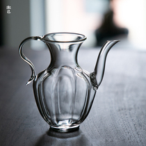 Handmade imitation Song glass teapot Japanese handle pot Heat-resistant glass with filter jug Tea kettle Kettle small