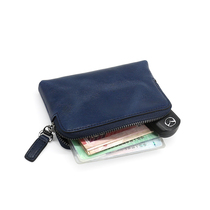 Japan-ROK Original Plant Tanning Leather Key Bag Mens Zipper Key Ring Zero Money Baotou Layer Cow Leather Driving License Bag Woman