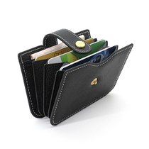 Japan-ROK Original Mountain Goat Leather Accordion Cardbag Lady Retro Genuine Leather Mini Buckle Small Cutting Sleeve Cute Zero Wallet