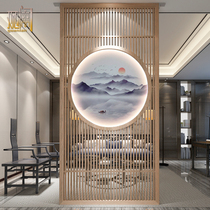 Chinese floor screen partition wall fashion simple guest restaurant solid wood entrance modern hollow fence hotel seat screen