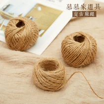 Handmade hemp rope diy ancient style photography retro pendulum ornaments decoration background Food shooting photo props