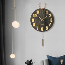 Nordic deer living room mute big wall clock bedroom home Bell decoration light luxury clock simple modern creative wall clock