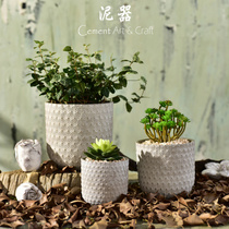 Creative personality modern simple relief snowflake solid geometric texture concrete clean cement green plant fleshy flower pot