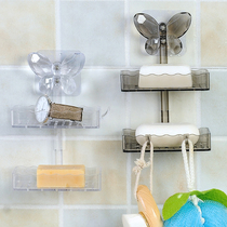 Creative punch-free double-layer drain soap box bathroom suction cup household wall-suction multi-layer plastic soap holder