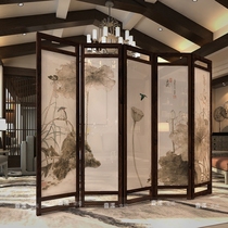 Lotus new Chinese style screen partition Living room bedroom simple folding entrance Modern translucent fabric mobile folding screen
