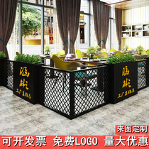 Outdoor garden Wrought iron fence Fence Restaurant partition Flower box grid Shopping mall flower bed Green plant planting trough combination