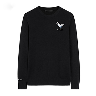 天天特价鸟牌新品男装冬新款白鹤刺绣针织衫长袖毛衫品牌剪标商场