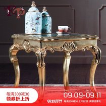fp home European style solid wood sofa set a few French Louis royal furniture full gold foil glass coffee table