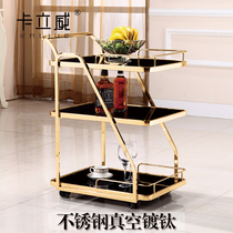 Trolley stainless steel dining car snack car tempered glass dining car restaurant rack dining car Wine Car tea car