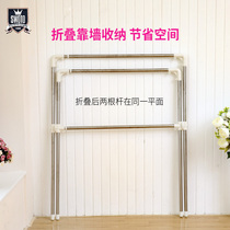 Stainless steel drying rack Floor-to-ceiling X-shaped folding double-pole telescopic indoor drying rack drying rack Balcony drying quilt rack
