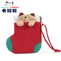 Japan Original Delicacy Christmas Socks Gift Bag Cute Practical Fashion Multipurpose Containing Bag Zipped Pure Cotton Pouch