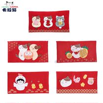 Carla Cat horizontal style personality creative Spring Festival Lucky Money red envelope bag Chicken Year handmade fabric high-grade ten thousand Yuan Li Zi seal