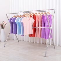 Floor-to-ceiling folding stainless steel clothes rack Outdoor telescopic balcony clothes rack double rod invisible cool and dry quilt rack