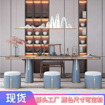 Solid wood board tea table light luxury tea table New Chinese minimal modern Kung Fu tea table and chair combination spot