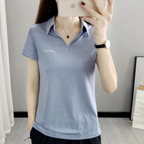 Quick-drying t-shirt Womens short-sleeved polo shirt outdoor running fitness sweat-absorbing sports half-sleeve breathable thin quick-drying clothes