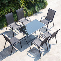 Outdoor Leisure Table And Chairs Open-air Patio With Umbrella Yang Light House Home Push Up Chair Mesh Red Milk Tea Shop Table And Chairs Combination