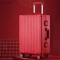 RSEMNIA suitcase Bride wedding dowry box trolley case Big Red Box PC universal wheel password box tide