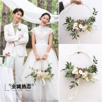 Beautiful hipster wedding photography props photo studio photo tour location photo Korean theme ring portable wreath