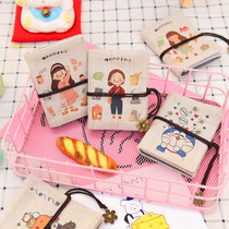 Original day series cotton linen canvas delicate and small large capacity card bag female student cute bank card documents card sleeve