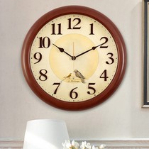 Modern minimalist wall clock living room mute large round birdsong hour hour home fashion decorative quartz clock