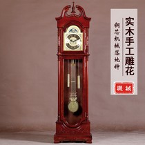 Solid Wood exquisite carved luxury European floor clock living room classical standing clock mechanical pendulum clock Chinese copper movement clock