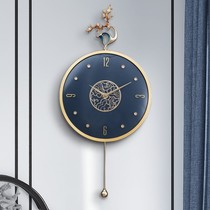 Modern new Chinese light luxury background wall atmospheric home wall clock living room Fashion clock creative art clock