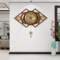 New Chinese wall clock living room home fashion Chinese style light luxury atmosphere when clock Wall pure copper large Wall watch