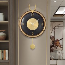 European-style light luxury deer head clock clock home living room fashion creative clock simple new Chinese wall clock hanging watch