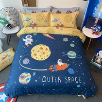 Space astronaut children's four-piece cotton boy cartoon bedding cotton student sheets three-piece set