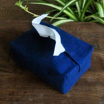 Tissue box set Pure handmade blue dyed cloth tissue storage set household fabric pumping paper box grass and plants dyed Zen tea