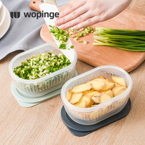 Scallion fresh-keeping box household double-layer drain food box small sealed kitchen with onion ginger garlic refrigerator food storage box