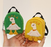 New Cute Super Cute Cartoon Small Duck Canvas Bag Zero Wallet Pendant Headphones Containing Bag Braces Bag Crooked Head