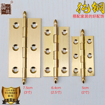 Chinese style gate wooden door hinged clothing cabinet door flat open pure copper small synthetic leaf antique dark hinge large full window door Living leaves