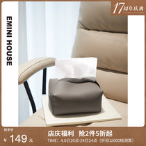 Imini 2021 new selection of fine wrestling cow leather home cortical texture tissue box