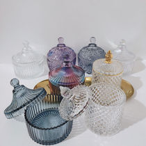 Korea ins retro glass sugar jars candy cans snack cans storage cans jewelry cosmetic cotton storage cans cotton sign cans