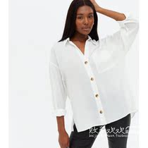 UK 09 06 NL 2021 new autumn pure white side chest square pocket loose shirt