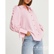 UK 09 13 famous womens new casual lapel pink comfortable Joker shirt
