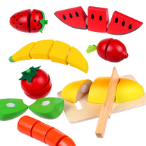 Baby cut fruit and vegetable toy knife simulation cut watermelon set wooden magnetic cut music kindergarten small gift
