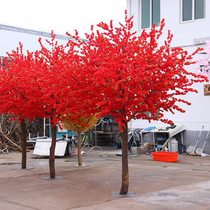 仿真腊梅花树新年舞台装饰布景许愿树落地花艺红梅假树红梅盆景