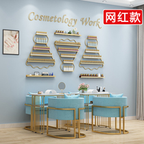  Nordic net red nail art shelf Wall-mounted wall shelf Nail oil glue display rack Nail polish badminton gold
