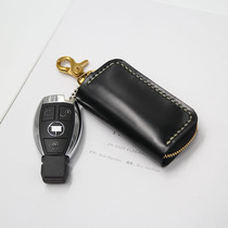 Slow work car keys genuine leather protective sleeves Crocodile Leather Hip Leather Rare Leather Zipper Key Bag Pure Hand Stitch