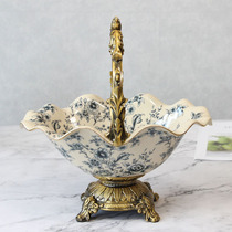 European luxury creative ceramic fruit plate American new Chinese model room living room table coffee table decoration decoration