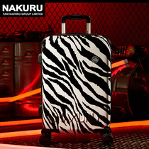 Korean version of the trolley 20 inch vintage zebra suitcase male 240000 to the wheel trunk personality it girl lockbox