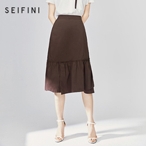 Shopping mall with the same style of shifanli 2020 new Ruffle high waist A-line skirt women's skirt 3b44441251