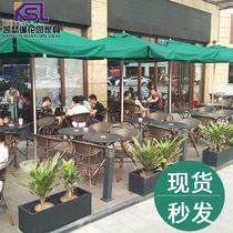 Outdoor table and chairs Courtyard Combined Outdoor Cafe Milk Tea Shop Table And Chairs With Umbrella Open-air Balcony Vines 3-5 pieces