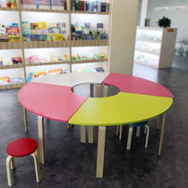 Kindergarten table and chairs solid wood combined table children writing table minimalist sector student desks suit baby games table